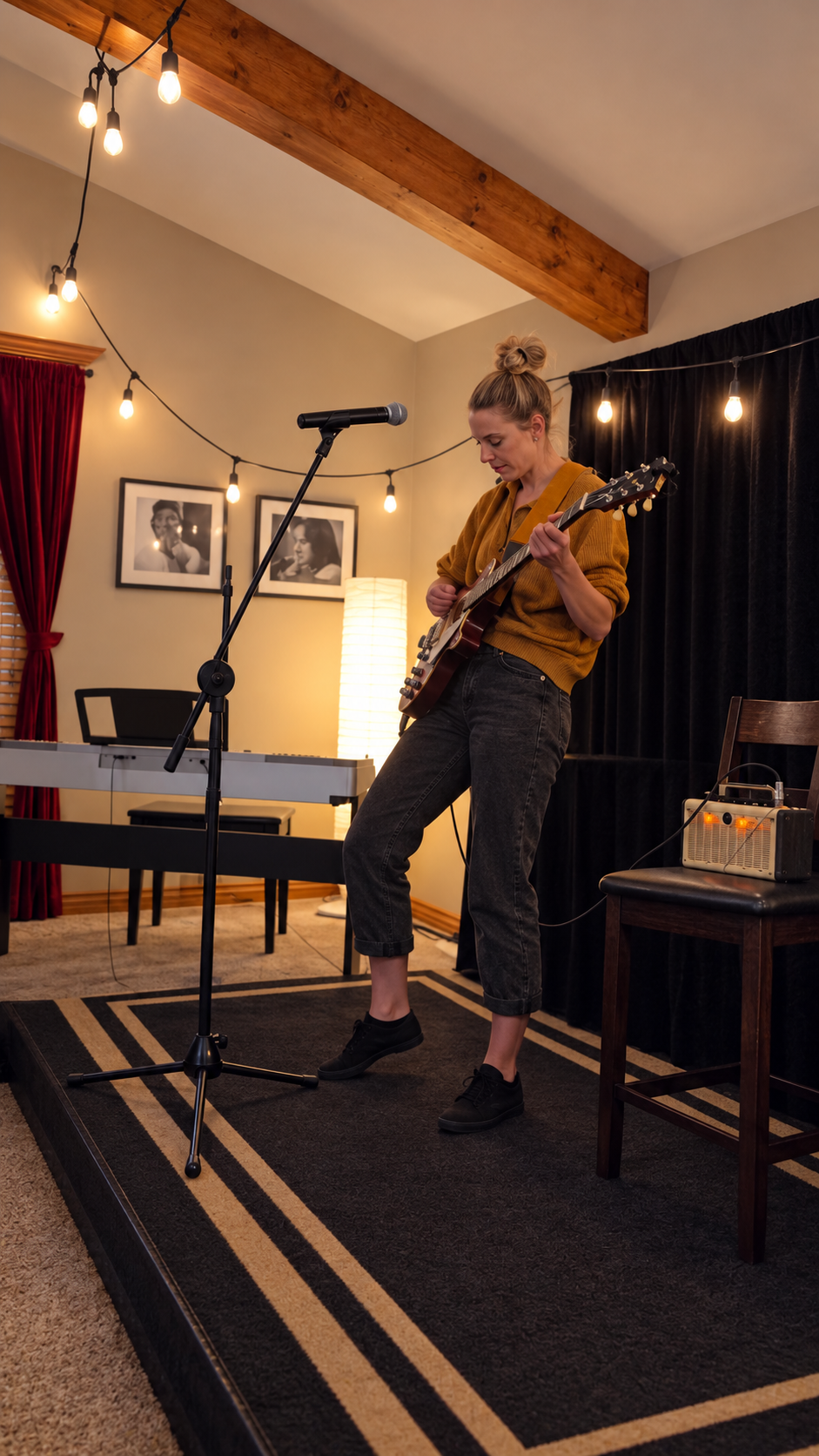 A guitarist performing in the studio